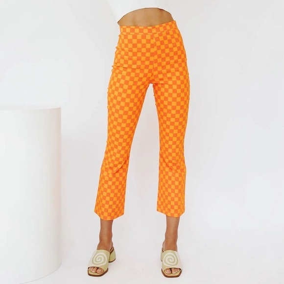 Verge Girl Pants - Orange Checkered Pants (amazing for gameday!)